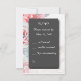 Black onyx Floral Rose Hochzeit RSVP Response Card