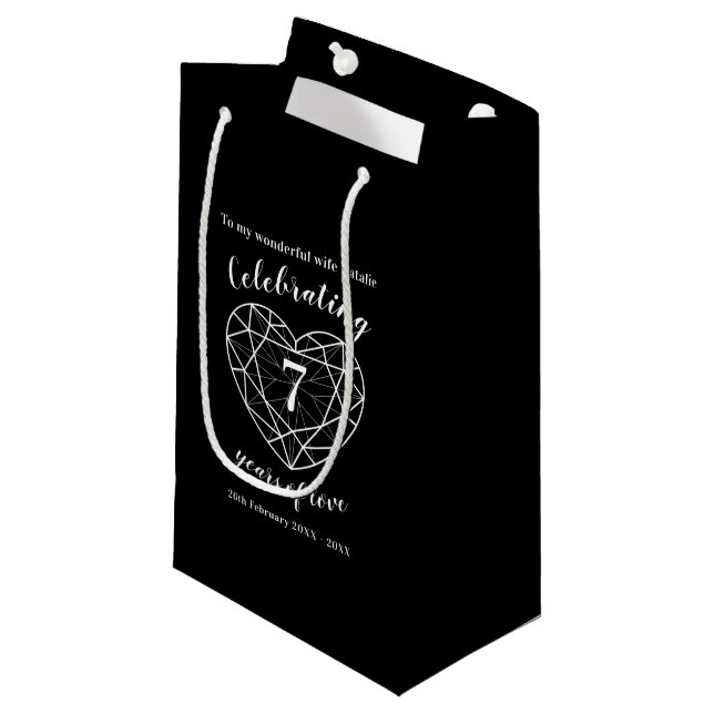 Black onyx Jubiläum 7 Jahre Ehefrau Geschenktasche Kleine Geschenktüte (Vorderseite Schrägansicht)