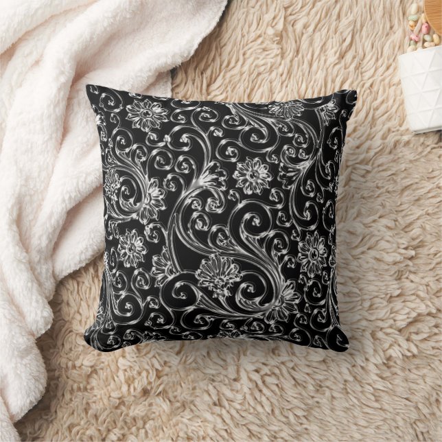 Black Onyx Paisley Throw Kissen (Decke)