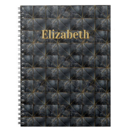 Black Onyx Tiled Pattern Name Monogram Notizblock