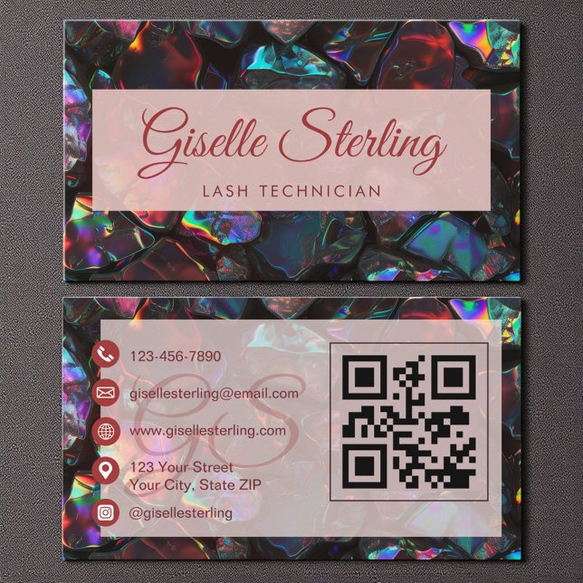 Black Opal Gemstone QR-Code des Lash Technikers Visitenkarte (Von Creator hochgeladen)