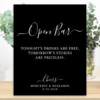 Black Open Bar Calligraphy Personalisiert Wedding