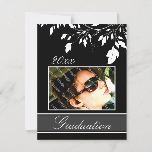 Black Open House Party Graduation Einladungen (Vorderseite)
