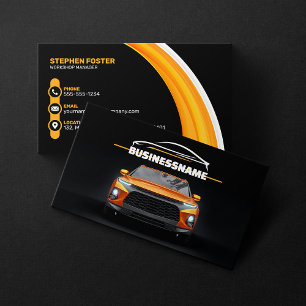 Black & Orange Automotive Auto Kraftfahrzeug Repar Visitenkarte