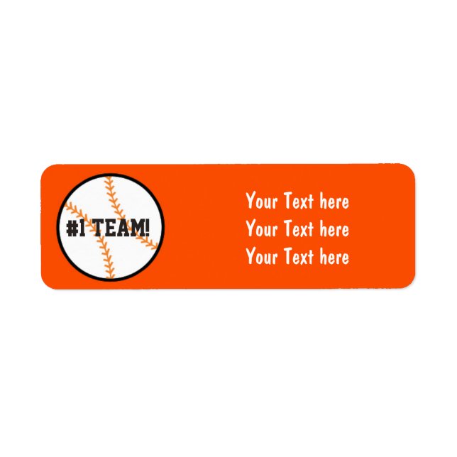 Black & Orange Baseball Team Party Address Labels (Vorne)