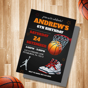 Black Orange Basketball Einladung zum Geburtstag