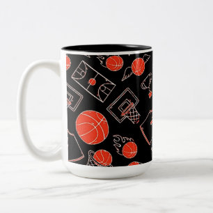 Black & Orange Basketball Thema Zweifarbige Tasse