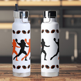 Black Orange Bengalisch Football Player Silhouette Trinkflasche