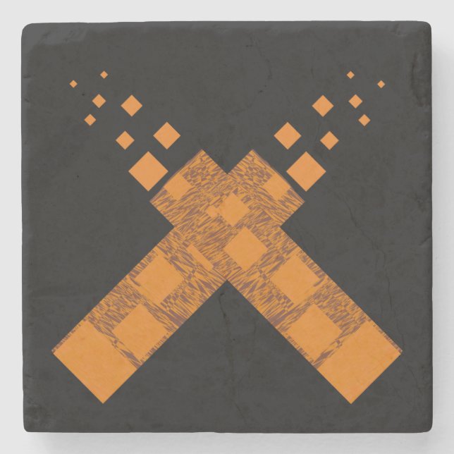 Black Orange Dark Pagan Fire Art Kulturelle Kreuzg Steinuntersetzer (Vorderseite)