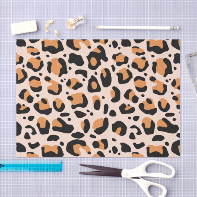 Black Orange Funky Leopard Print Decoupage Seidenpapier (Handwerk)