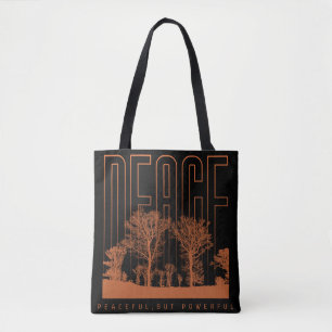 Black Orange Futuristic Peace Shoult Tote Bag
