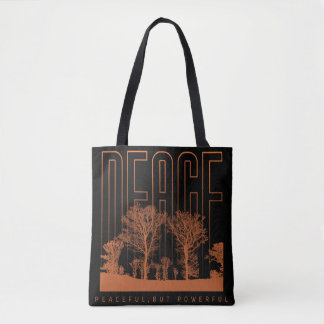 Black Orange Futuristic Peace Shoult Tote Bag