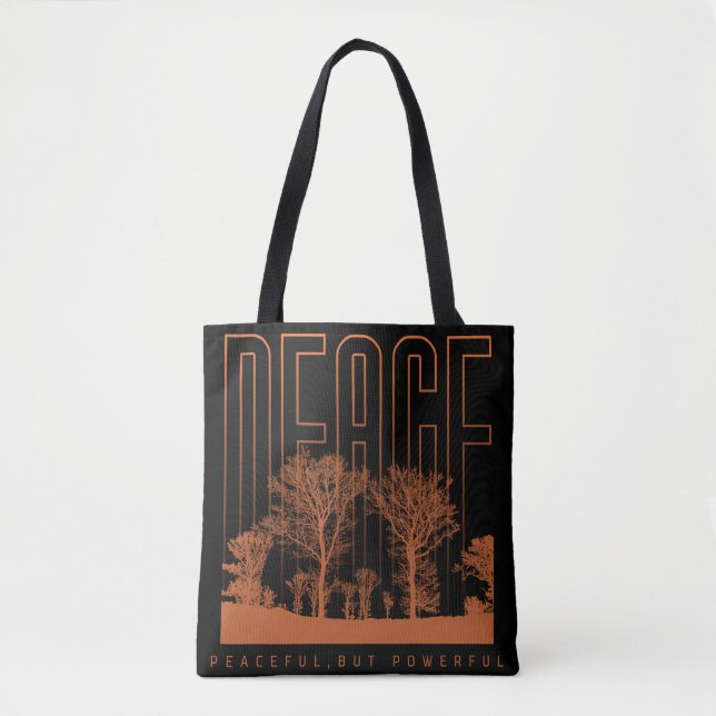 Black Orange Futuristic Peace Shoult Tote Bag (Vorderseite)