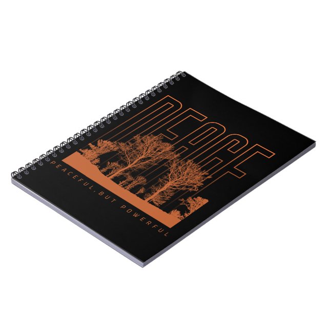 Black Orange Futuristic Peace Spiral Notebook Notizblock (Linke Seite)