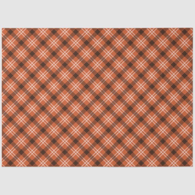 Black & Orange Gingham Tissue Paper Seidenpapier (Vorderseite)