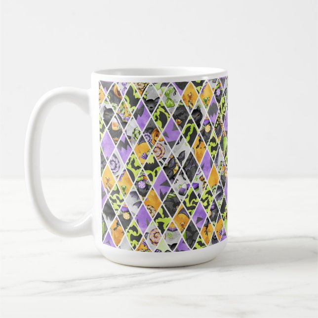 BLACK ORANGE GREEN LILA HALLOWEEN DIAMONON KAFFEETASSE (Links)