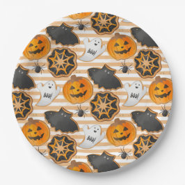 BLACK ORANGE HALLOWEEN PUMPKINS GHOSTS BATS PAPPTELLER