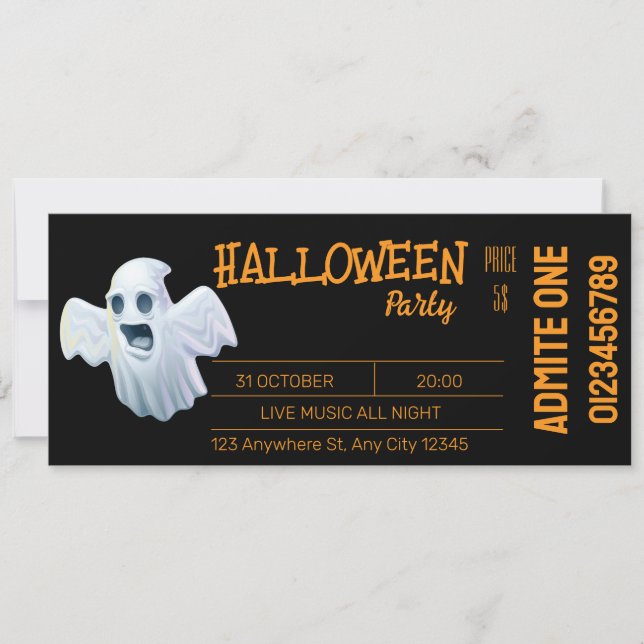 Black Orange Halloween Ticket Einladung (Vorderseite)