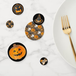 BLACK ORANGE HAPPY HALLOWEEN PUMPKINS BATS KONFETTI
