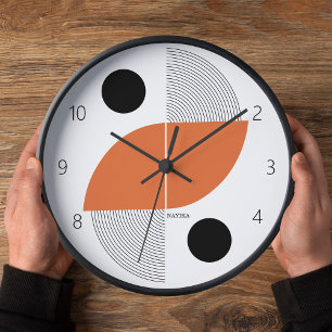 Black Orange Japan Art Minimalistischer Name Uhr