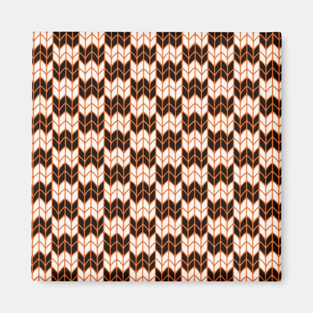 BLACK ORANGE KARO STRICK Square Magnet (Vorne)