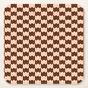 BLACK ORANGE KARO STRICK Square Paper Untersetzer