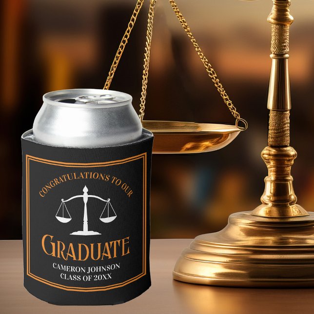 Black Orange Law School Custom Graduation Party Dosenkühler (Von Creator hochgeladen)