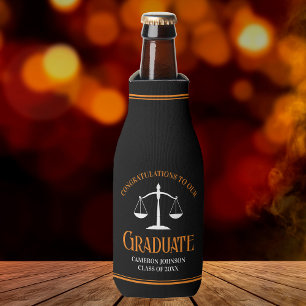 Black Orange Law School Custom Graduation Party Flaschenkühler