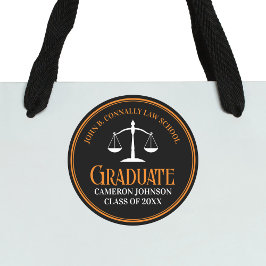 Black Orange Law School Custom Graduation Party Runder Aufkleber