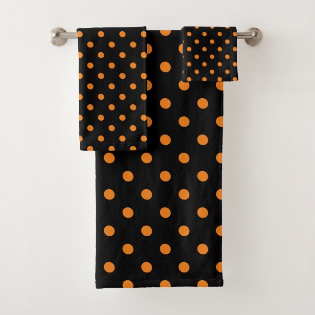 Black Orange Polka Dot Badhandtuch Set (Insitu)