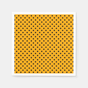 Black Orange Polka Dot Pattern Halloween Napkins Serviette