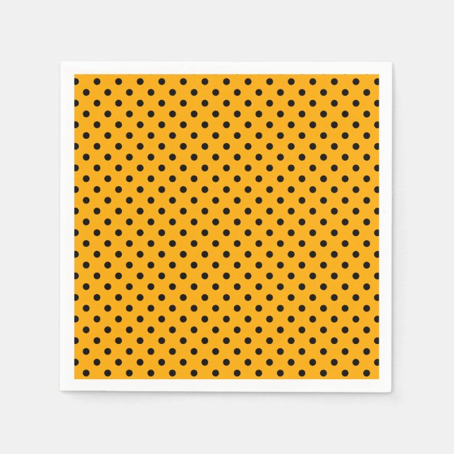 Black Orange Polka Dot Pattern Halloween Napkins Serviette (Vorderseite)