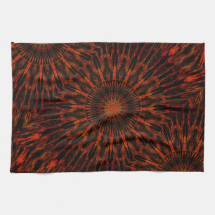 Black Orange Red Kaleidoscopic Design Geschirrtuch