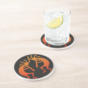 Black Orange Rustic Southwestern Design Kokopelli Untersetzer