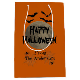 Black Orange Spooky Bats Spider Happy Halloween Mittlere Geschenktüte