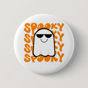Black Orange Spooky Halloween Button
