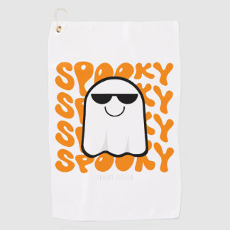 Black Orange Spooky Halloween Golfhandtuch