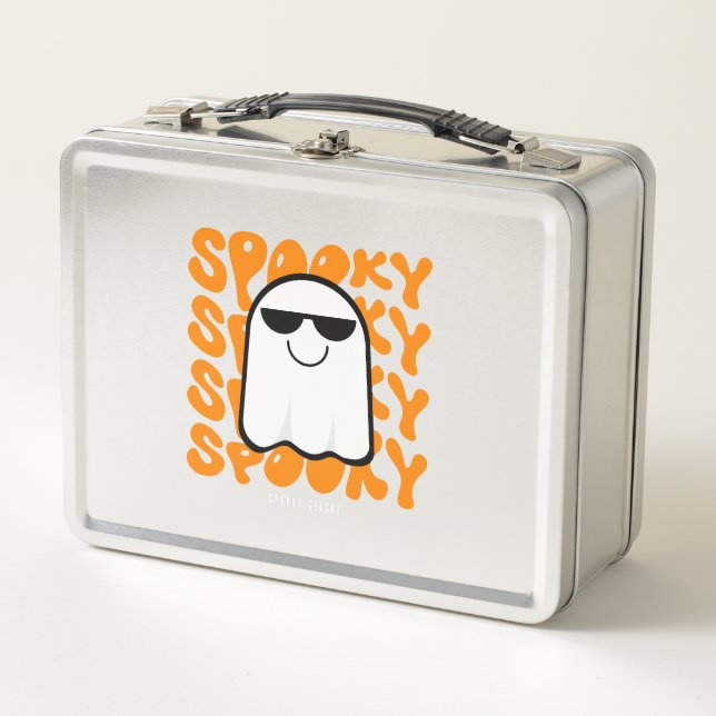 Black Orange Spooky Halloween Metall Brotdose (Vorderseite)