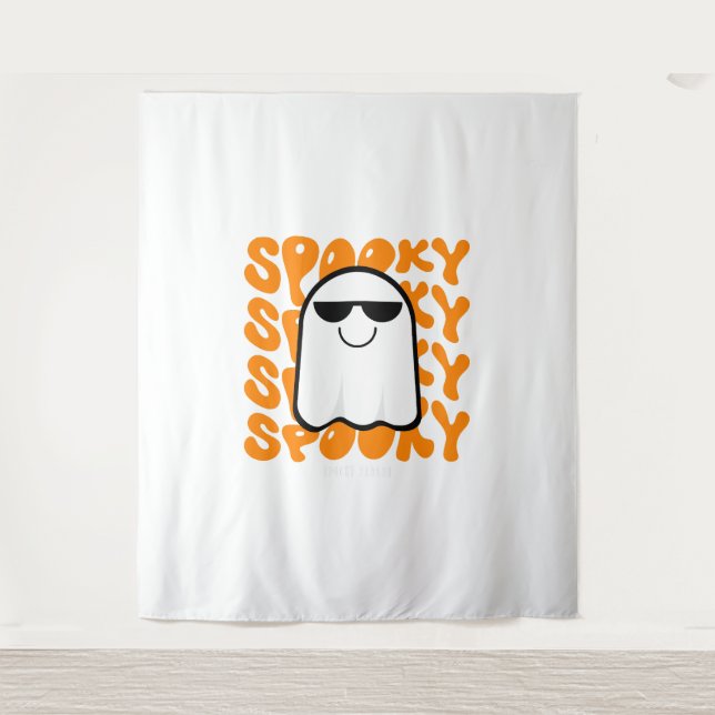 Black Orange Spooky Halloween Wandteppich (Vorderseite)