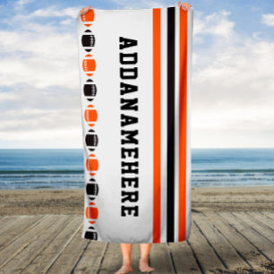 Black Orange Strips Fußball Sporthandtuch Badehandtuch