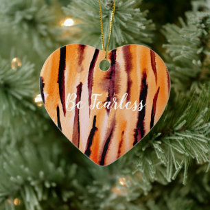Black Orange Tiger Watercolor Keramik Ornament