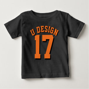 Black & Orange Toddler Sports Jersey Design Baby T-shirt