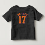 Black & Orange Toddler Sports Jersey Design Kleinkind T-shirt<br><div class="desc">Schwarz-Orange-Kleinkind | Sports Jersey Design ・ Kleinkind Jersey T - Shirt</div>