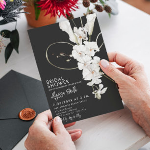 Black Orchid Elegante Luxus Modernes Brautparty Einladung