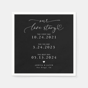 Black Our Liebe Story Elegante Script Hochzeit Serviette
