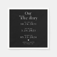 Black Our Liebe Story Retro Wedkin Napkin
