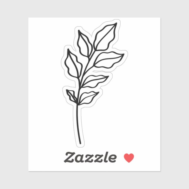 black outline Leaf Glossy White Vinyl Aufkleber (Blatt)