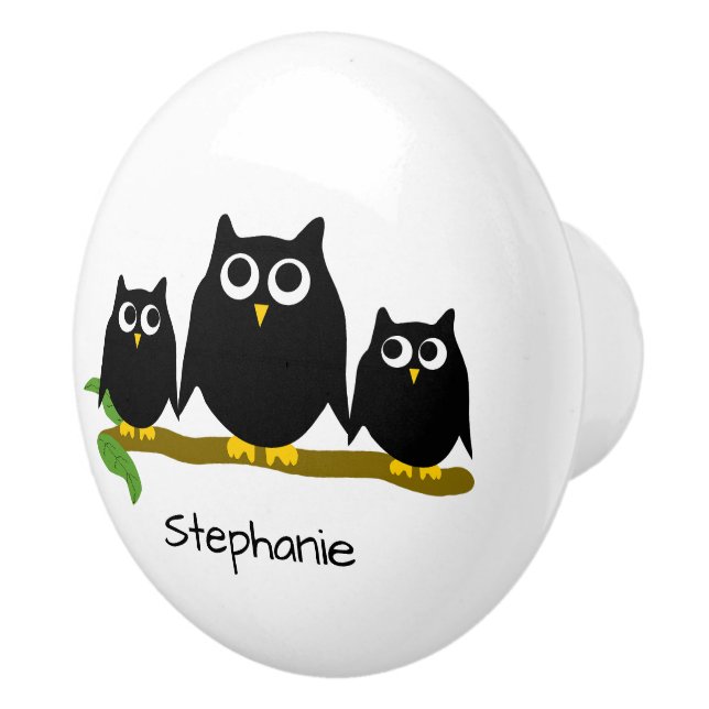 Black Owl Design Personalisiert Keramikknauf (Rechts)