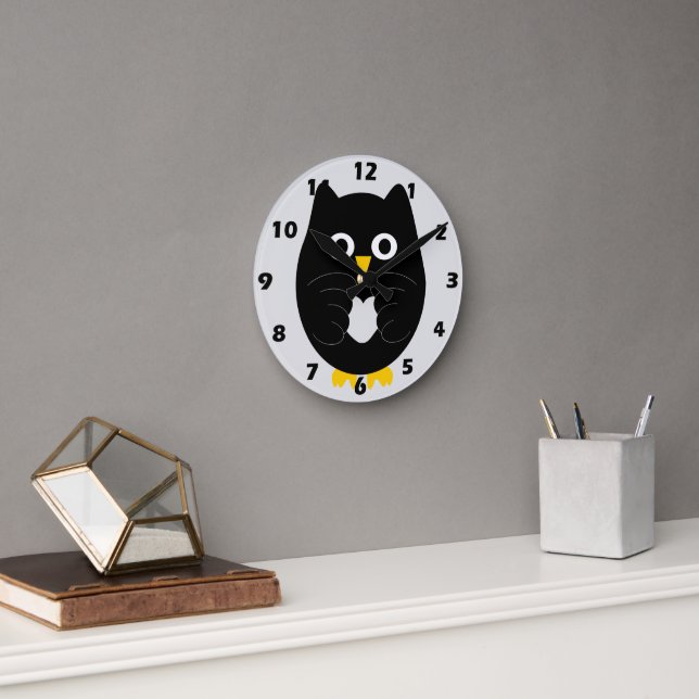 Black Owl Design Runde Wanduhr (Büro)