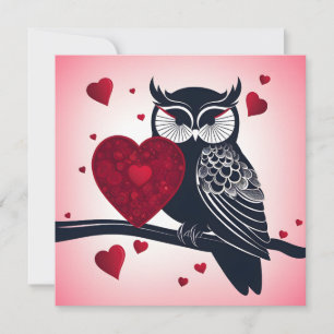 Black Owl mit Red Hearts Valentine Feiertagskarte